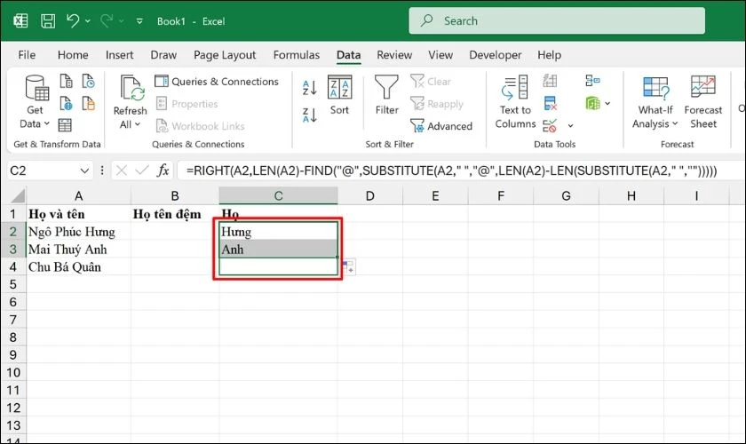 Sử dụng Fill handle để sao chép công thức