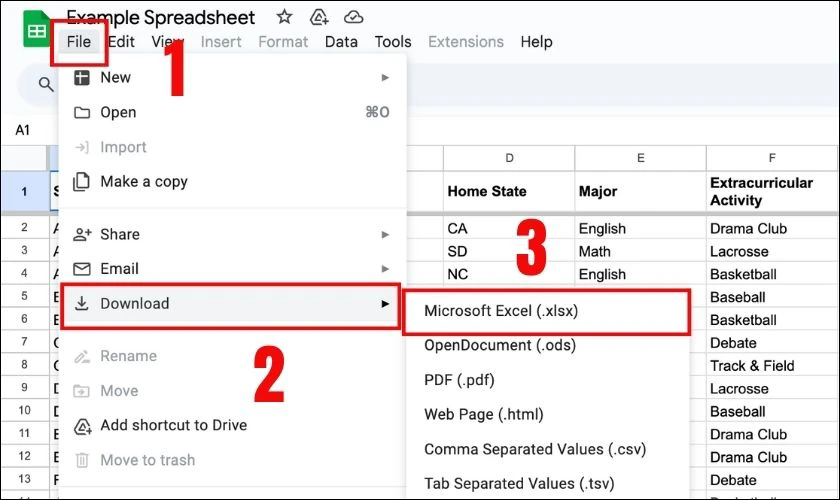 Cách tải file Excel từ Google trang tính có sẵn