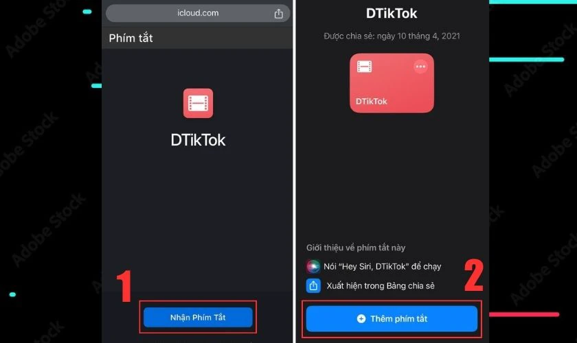 Cài đặt phím tắt DTikTok trên iPhone
