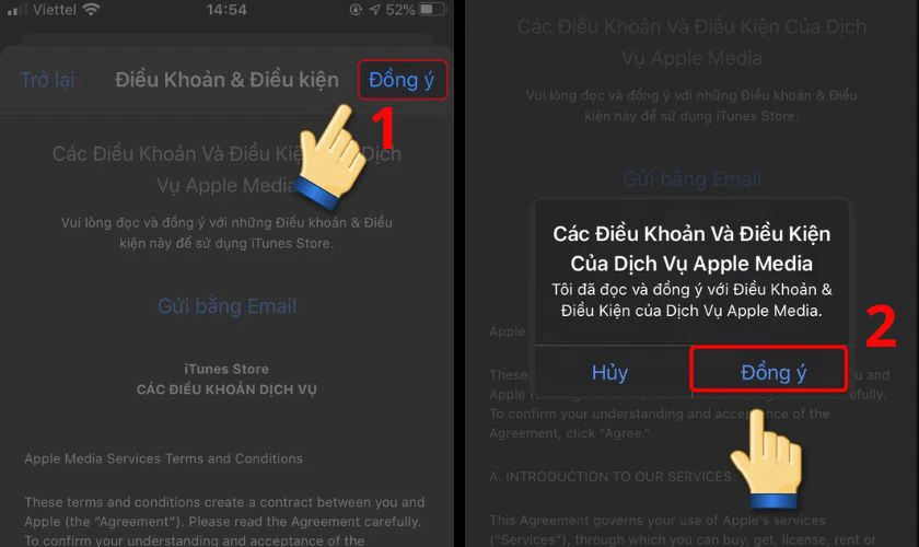 Sau đó, bạn nhấn chọn Đồng ý với các điều khoản