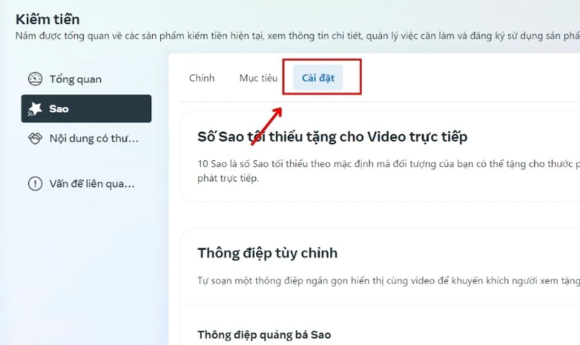 Chọn mục Cài đặt