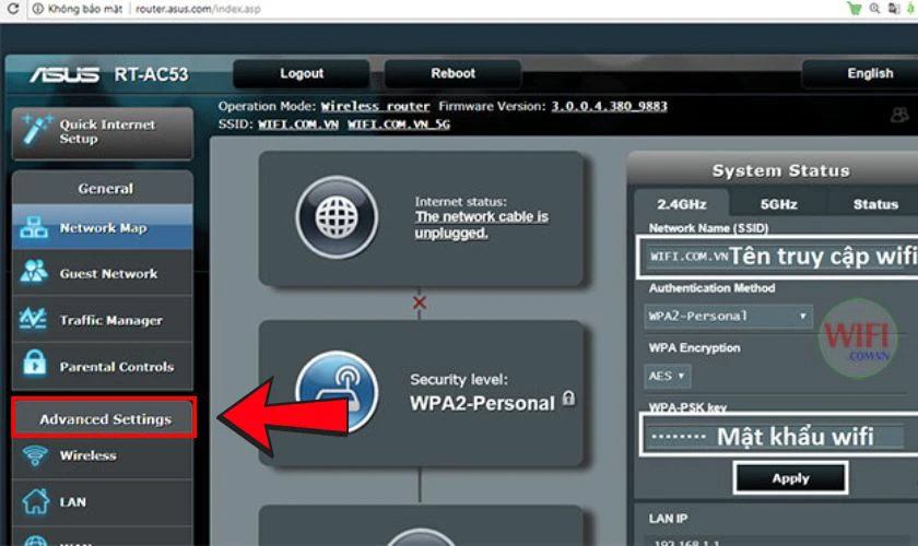 Điều chỉnh độ rộng kênh WiFi