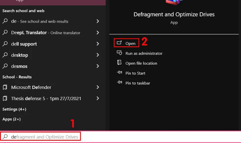 Chọn Defragment and Optimize Drives