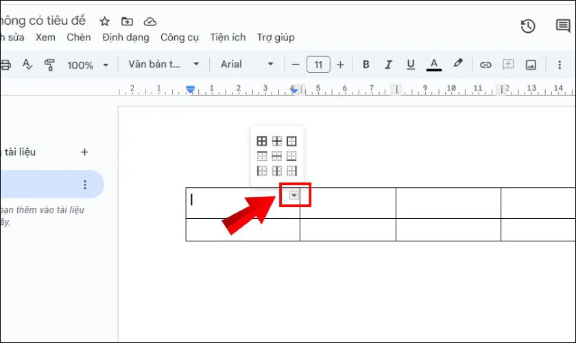 Cách thêm đường viền cho ô trong bảng