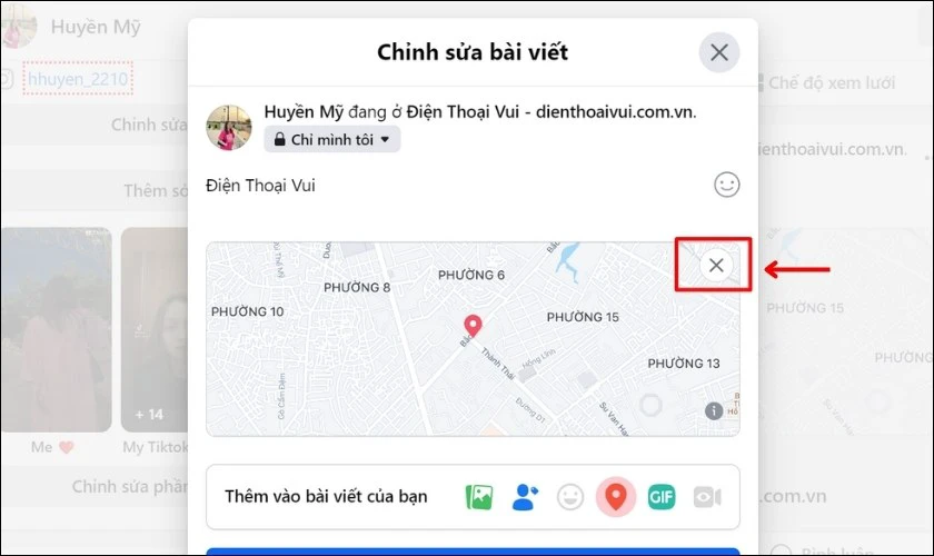 Chọn biểu tượng dấu X