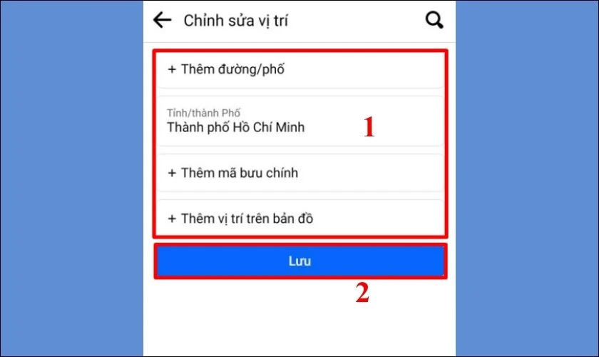 Nhấn lưu để hoàn tất cập nhật lại địa chỉ chính xác