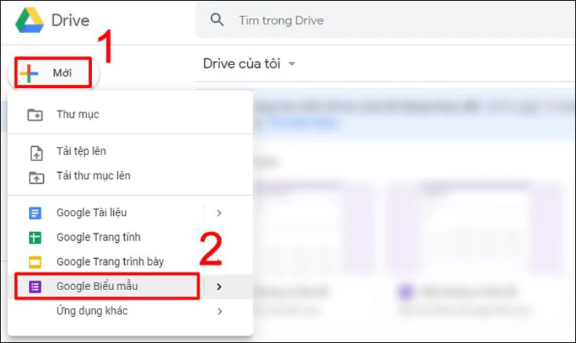 Cách tạo Google Form từ nguồn Google Drive