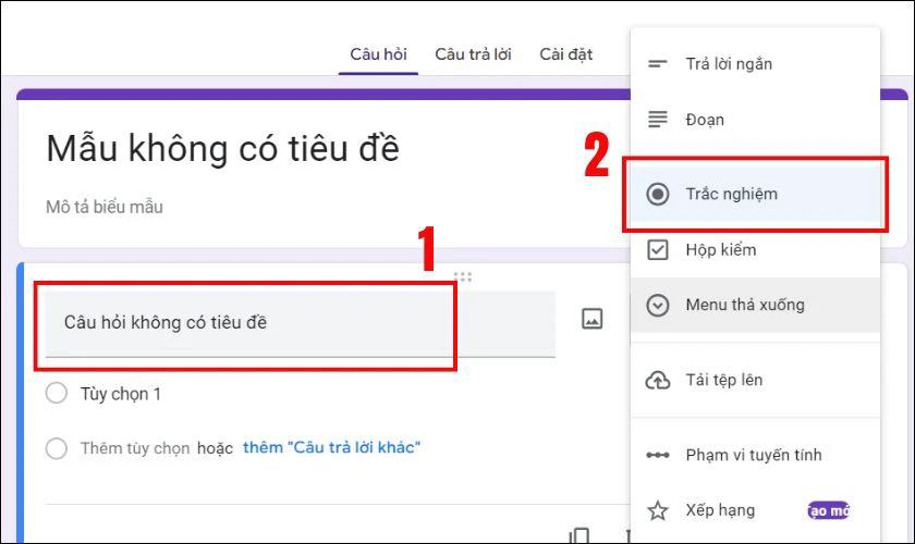 Cách tạo Google Form trên điện thoại dưới dạng trắc nghiệm