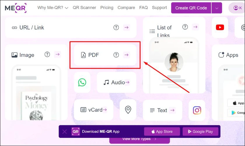 Cách tạo mã QR cho tài liệu pdf bằng me-qr.com