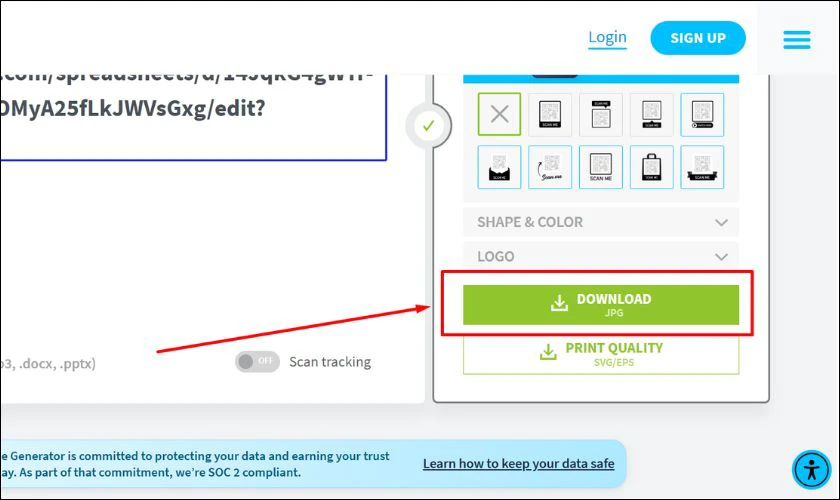 Nhấn Download để lưu mã QR và bắt đầu sử dụng