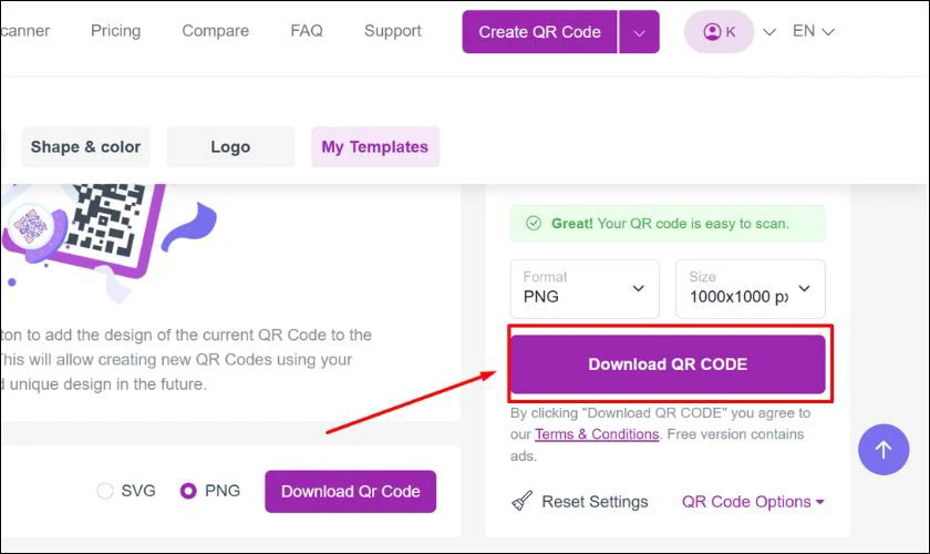 Sau khi đã hoàn tất, bạn chỉ cần nhấp vào nút Download QR Code