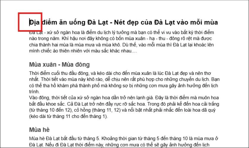 Đặt con trỏ chuột vào vị trí bạn muốn chèn mục lục