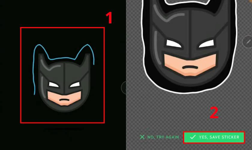 Vẽ đường vẽ xung quanh hình bạn muốn làm sticker