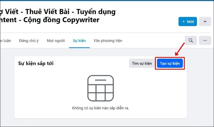 Chọn ngay mục Tạo sự kiện