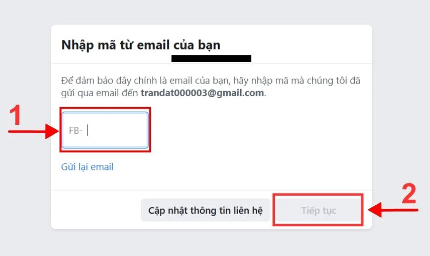 Nhập mã xác nhận vào ô hiển thị
