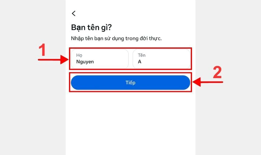 Nhập đầy đủ thông tin như Họ tên, Ngày sinh và Giới tính của bạn