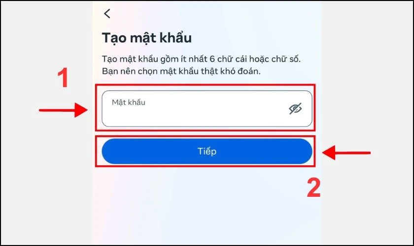 Tạo một mật khẩu cho tài khoản mới
