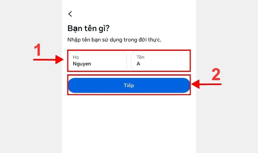 Nhập đầy đủ thông tin cá nhân