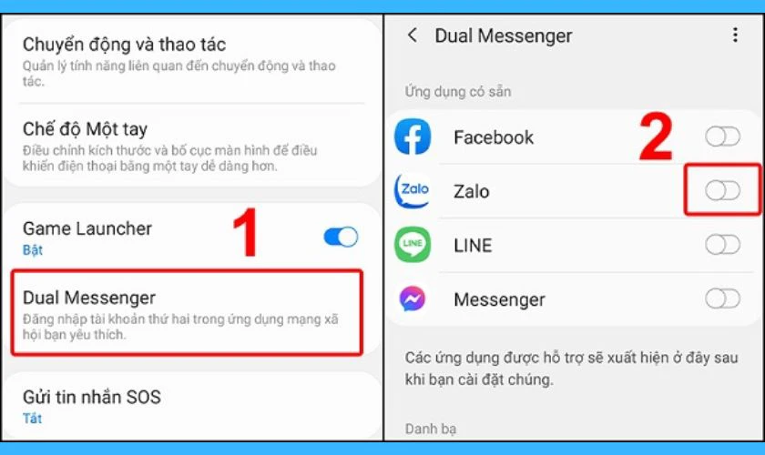  Chọn Dual Messenger 