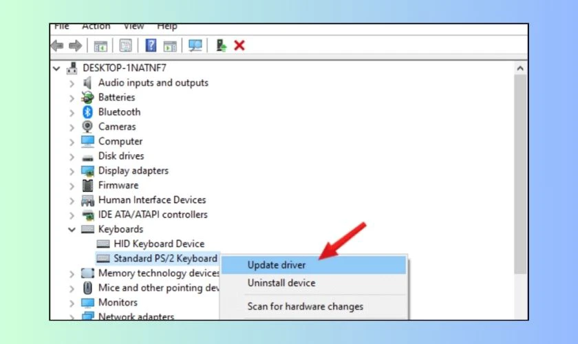Nhấn chuột phải vào Standard PS/2 Keyboard