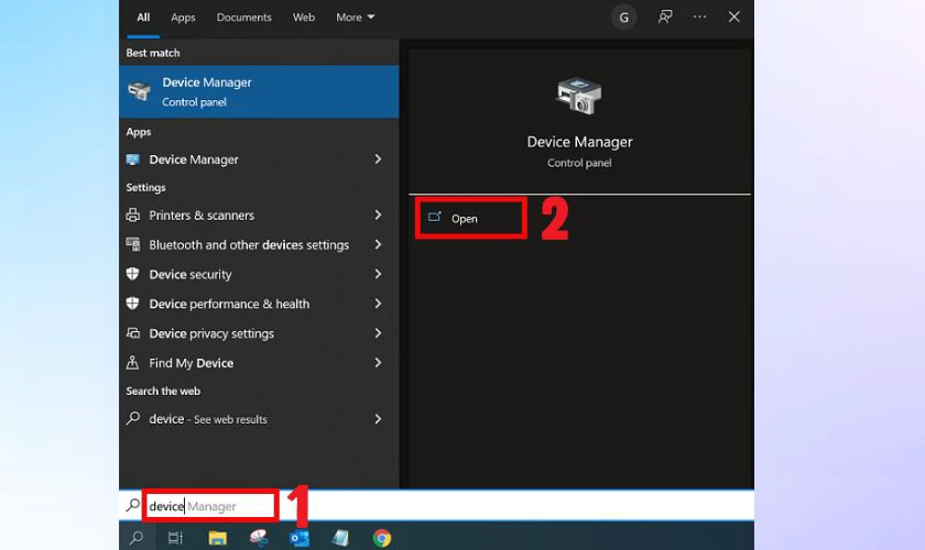 Vào Device Manager