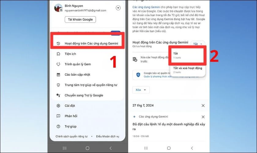 Cách tắt Gemini trên Xiaomi trên các ứng dụng khác