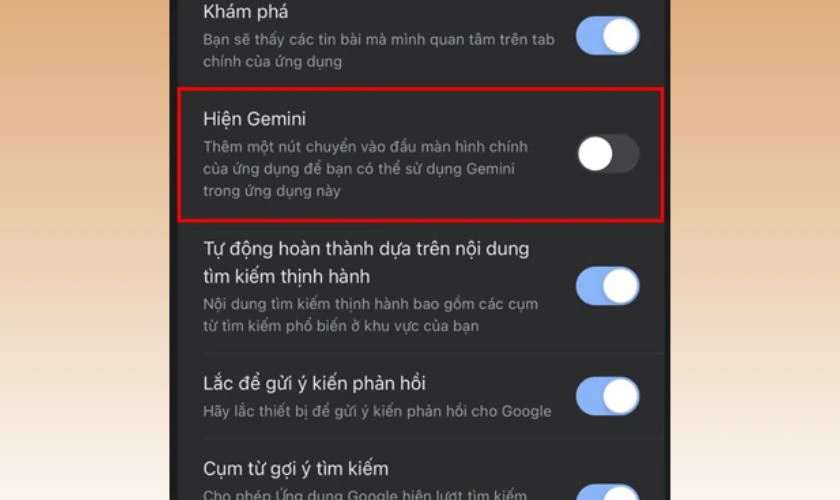 Tắt Gemini trên Xiaomi trong Google Search