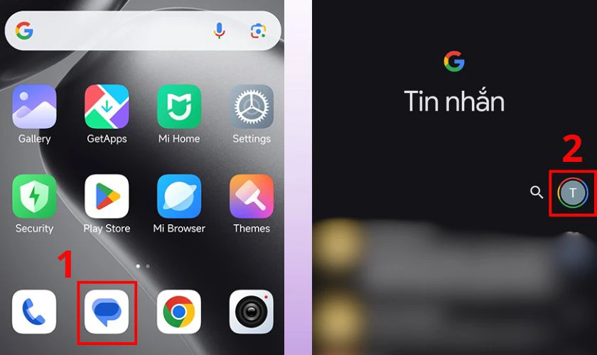 Mở ứng dụng Tin nhắn trên điện thoại Xiaomi