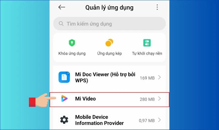 Tìm và chọn Mi Video