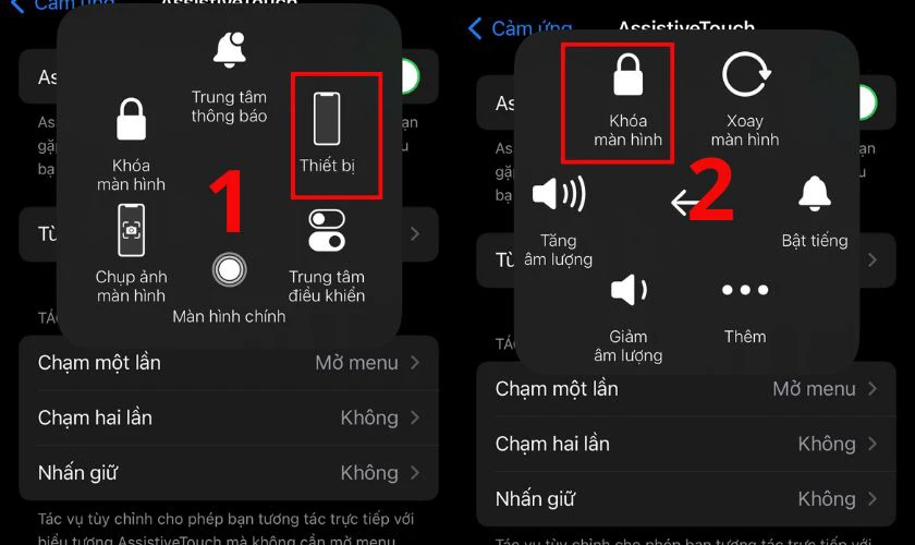 Trong menu, chọn Thiết bị, rồi nhấn giữ biểu tượng Khóa màn hình