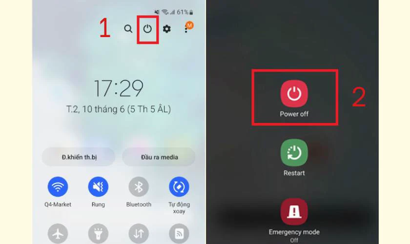 Cách tắt nguồn Samsung bằng thanh thông báo