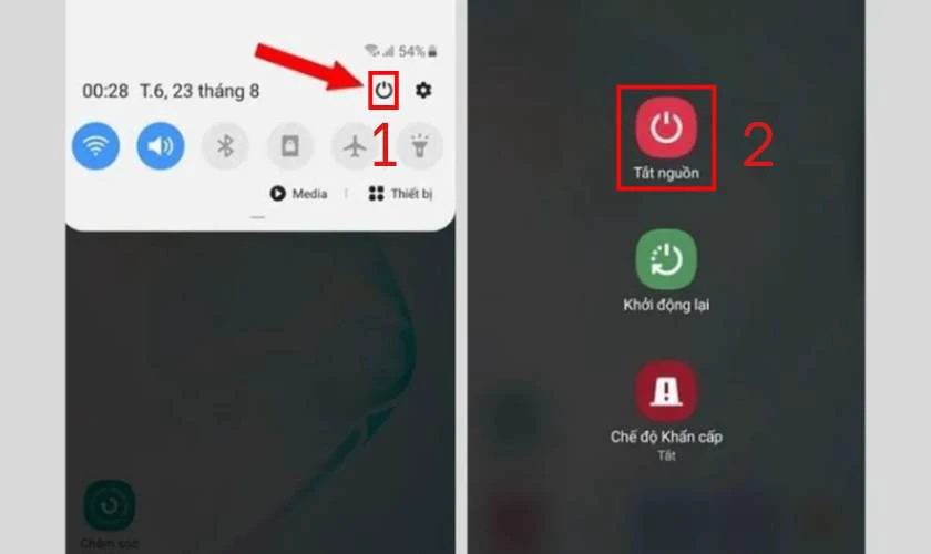 Cách tắt nguồn Samsung bằng tính năng Quick Panel