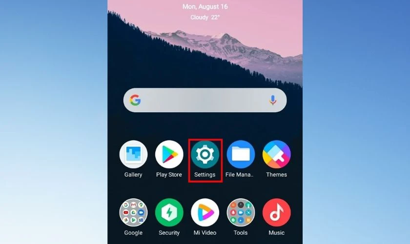 Mở ứng dụng Cài đặt trên điện thoại Xiaomi