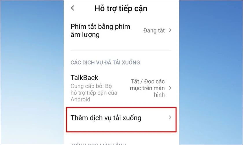 Chọn Thêm dịch vụ tải xuống hoặc Các dịch vụ đã tải xuống