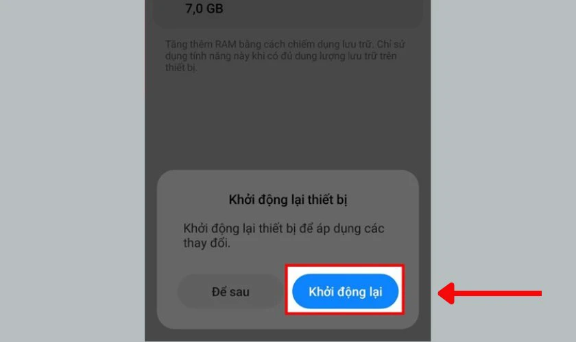 Nhấn Khởi động lại để áp dụng các thay đổi