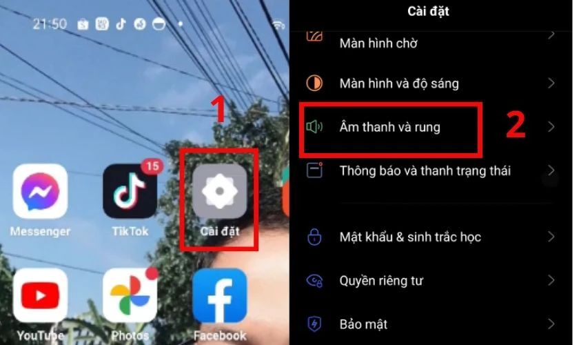 Cách tắt rung bàn phím OPPO bằng Cài đặt