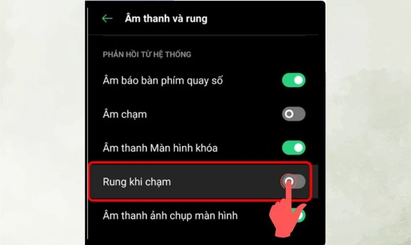 Tắt tùy chọn Rung khi chạm để tắt rung bàn phím OPPO