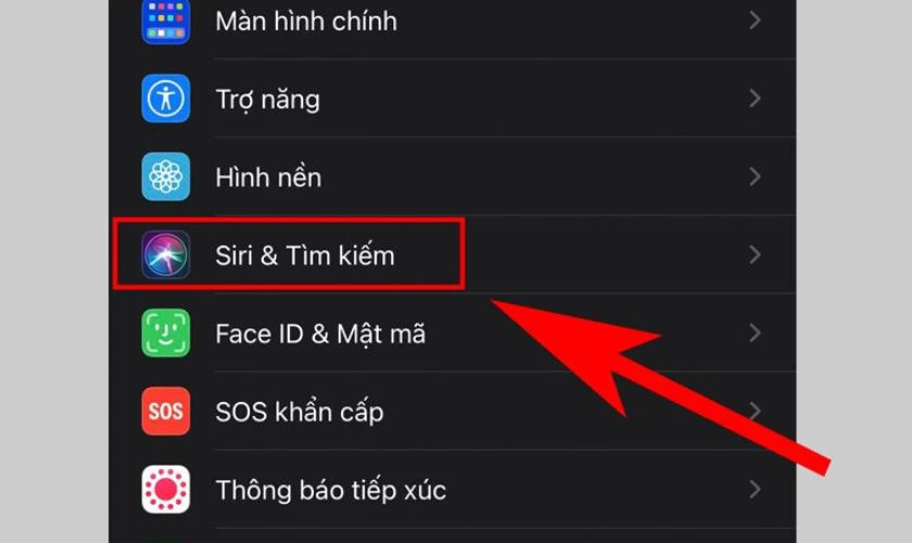 Chọn Siri & Tìm kiếm
