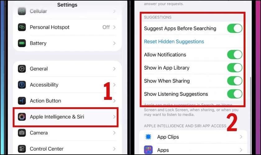 Cách tắt gợi ý Siri trên màn hình khóa iOS 26