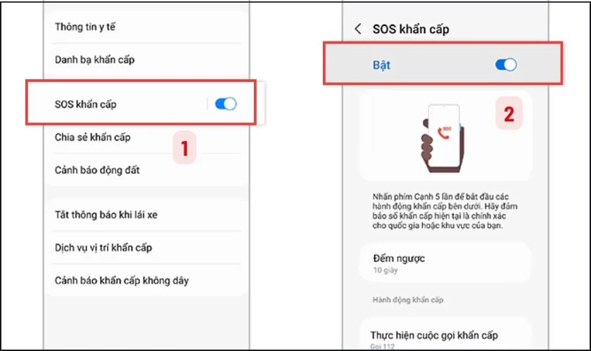 Gạt thanh trượt để tắt SOS khẩn cấp trên OPPO