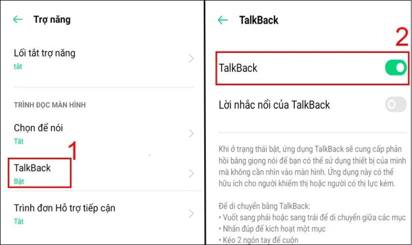 Hướng dẫn cách tắt TalkBack trong mục Trợ năng 