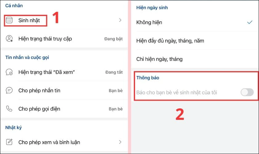 Cách tắt thông báo sinh nhật của mình trên Zalo iPhone, Android