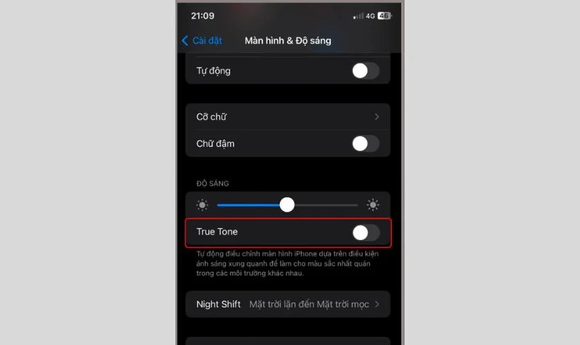 Cách tắt tự điều chỉnh độ sáng trên iPhone iOS 18.7 nhanh bằng True Tone