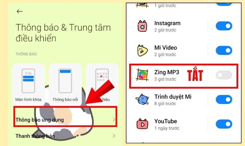 Cách tắt Zing MP3 trên màn hình khóa Xiaomi nhanh