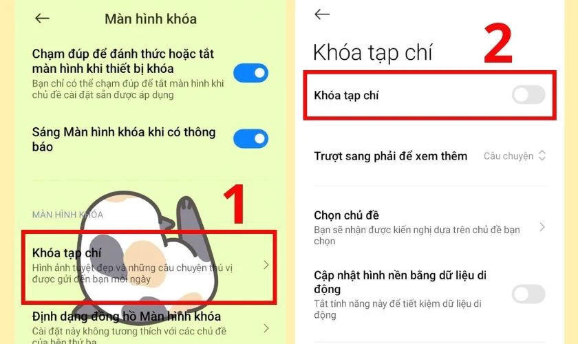 Cách tắt tính năng tạp chí màn hình khóa để tắt Zing MP3 trên màn hình khóa đơn giản
