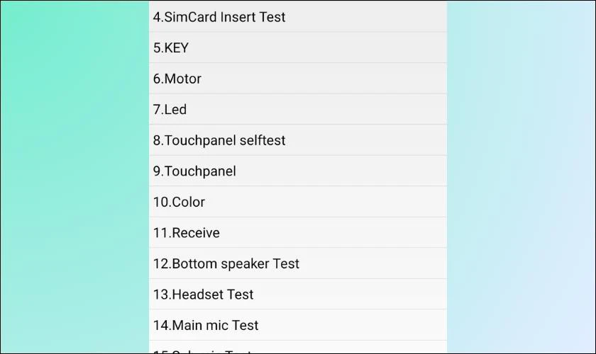 Chọn các tùy chọn để kiểm tra điểm chết, màu sắc, độ sáng và cảm ứng