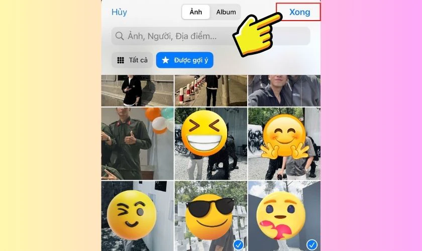Nhấn Xong để thêm ảnh nổi bật trên iPhone iOS 18.7