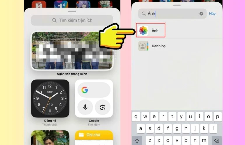 Cuộn danh sách hoặc gõ “Ảnh” vào ô tìm kiếm