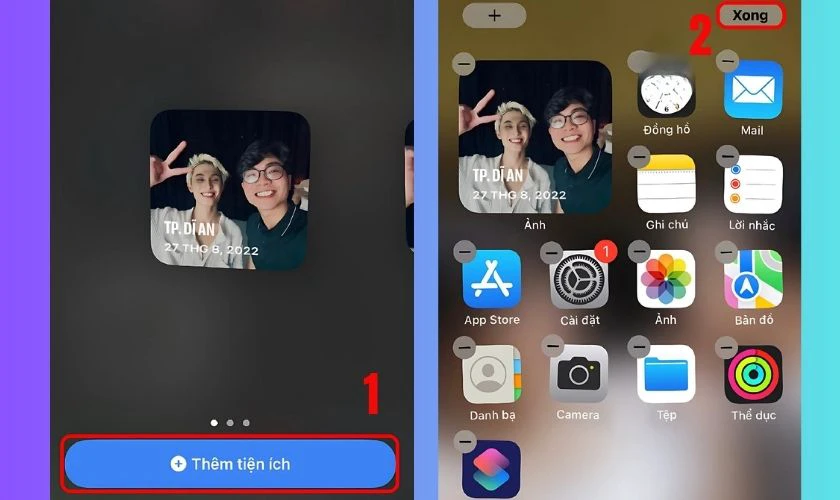Nhấn Thêm tiện ích và nhấn Xong để hoàn tất