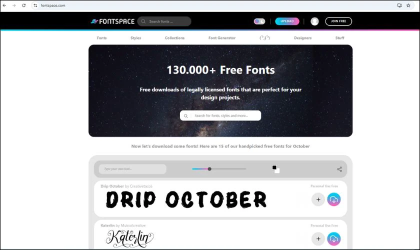 FontSpace là một trang web tuyệt vời cho những ai yêu thích việc khám phá các font chữ mới